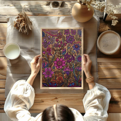 Transform your space with this vibrant botanical wall art, teeming with intricate floral patterns for Kitchen