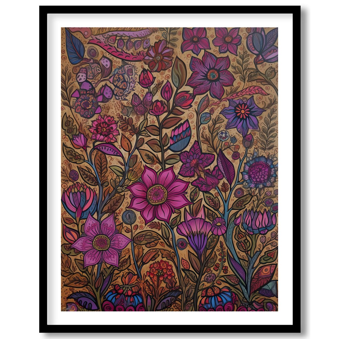 Transform your space with this vibrant botanical wall art, teeming with intricate floral patterns for living-space