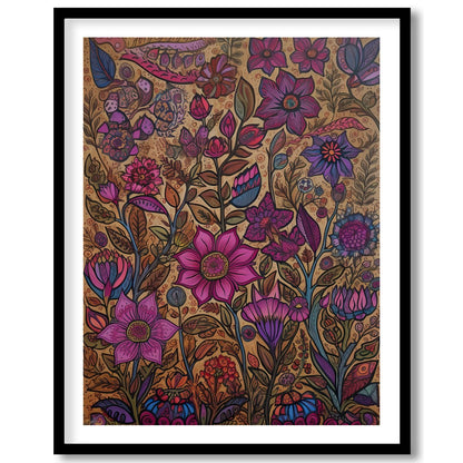 Transform your space with this vibrant botanical wall art, teeming with intricate floral patterns for living-space