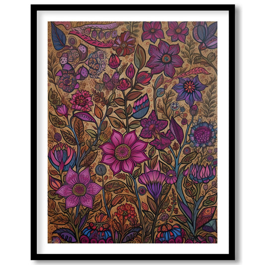 Transform your space with this vibrant botanical wall art, teeming with intricate floral patterns for living-space