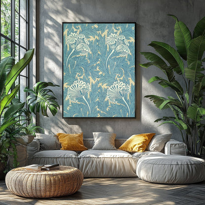 Elevate your space with the timeless elegance of Botanical Blue Flourish. This exquisite wall art for Balcony