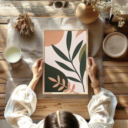 Elevate your space with the graceful lines and muted tones of this botanical abstract artwork. The for Kitchen