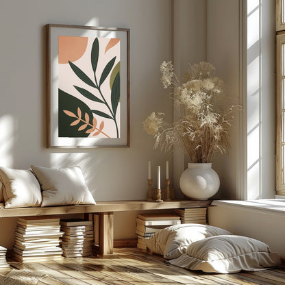 Elevate your space with the graceful lines and muted tones of this botanical abstract artwork. The for place
