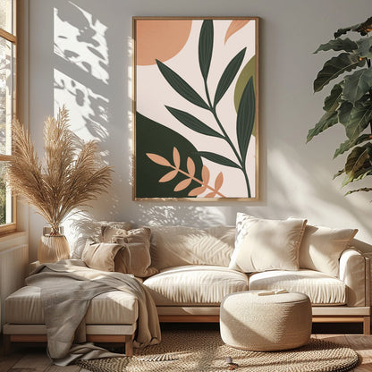 Elevate your space with the graceful lines and muted tones of this botanical abstract artwork. The for Sitting Area