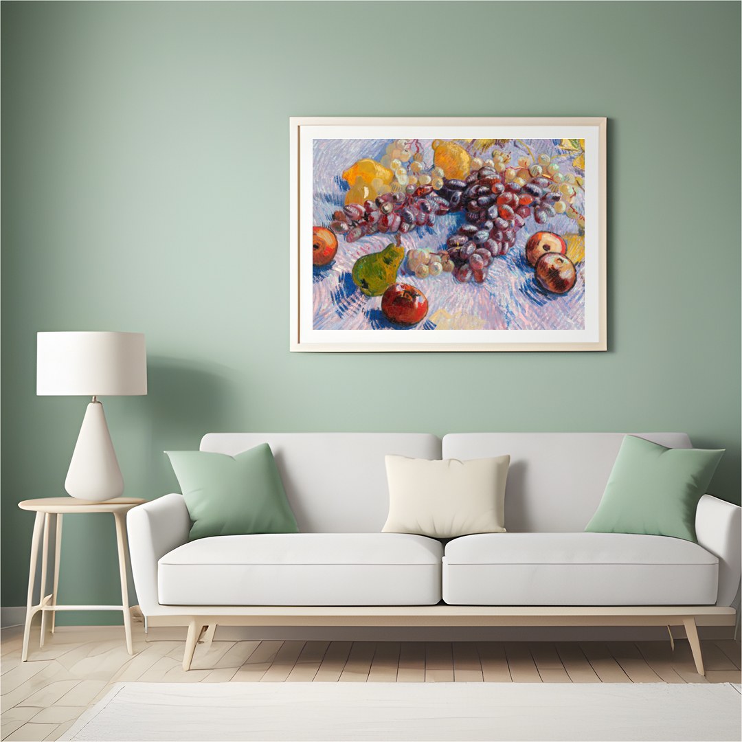 This exquisite still life captures the vibrant essence of a fresh harvest. With its rich depiction for Hall