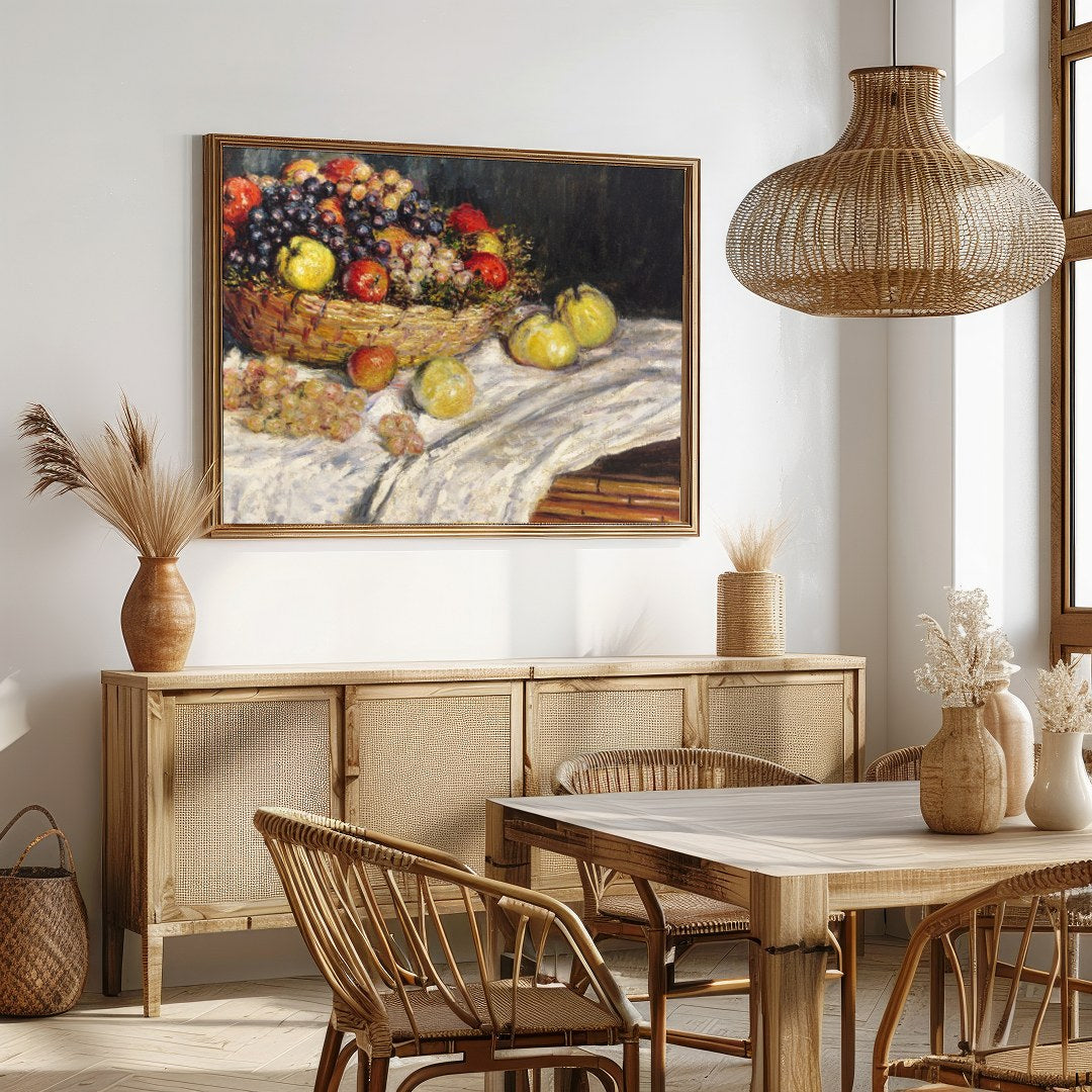 Experience the timeless charm of the 'Bountiful Harvest Still Life,' showcasing a vibrant array of for Dining