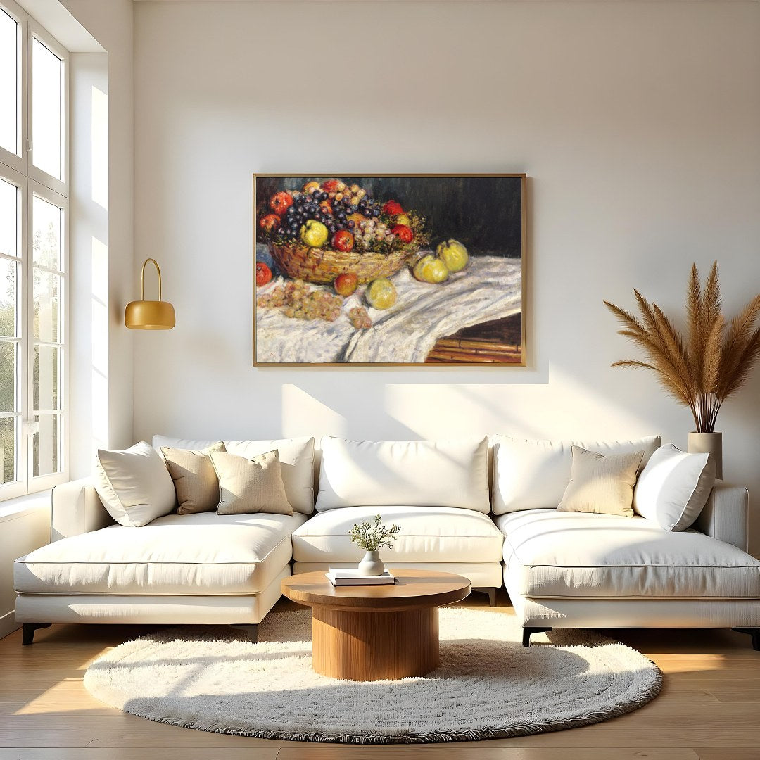 Experience the timeless charm of the 'Bountiful Harvest Still Life,' showcasing a vibrant array of for Living Room