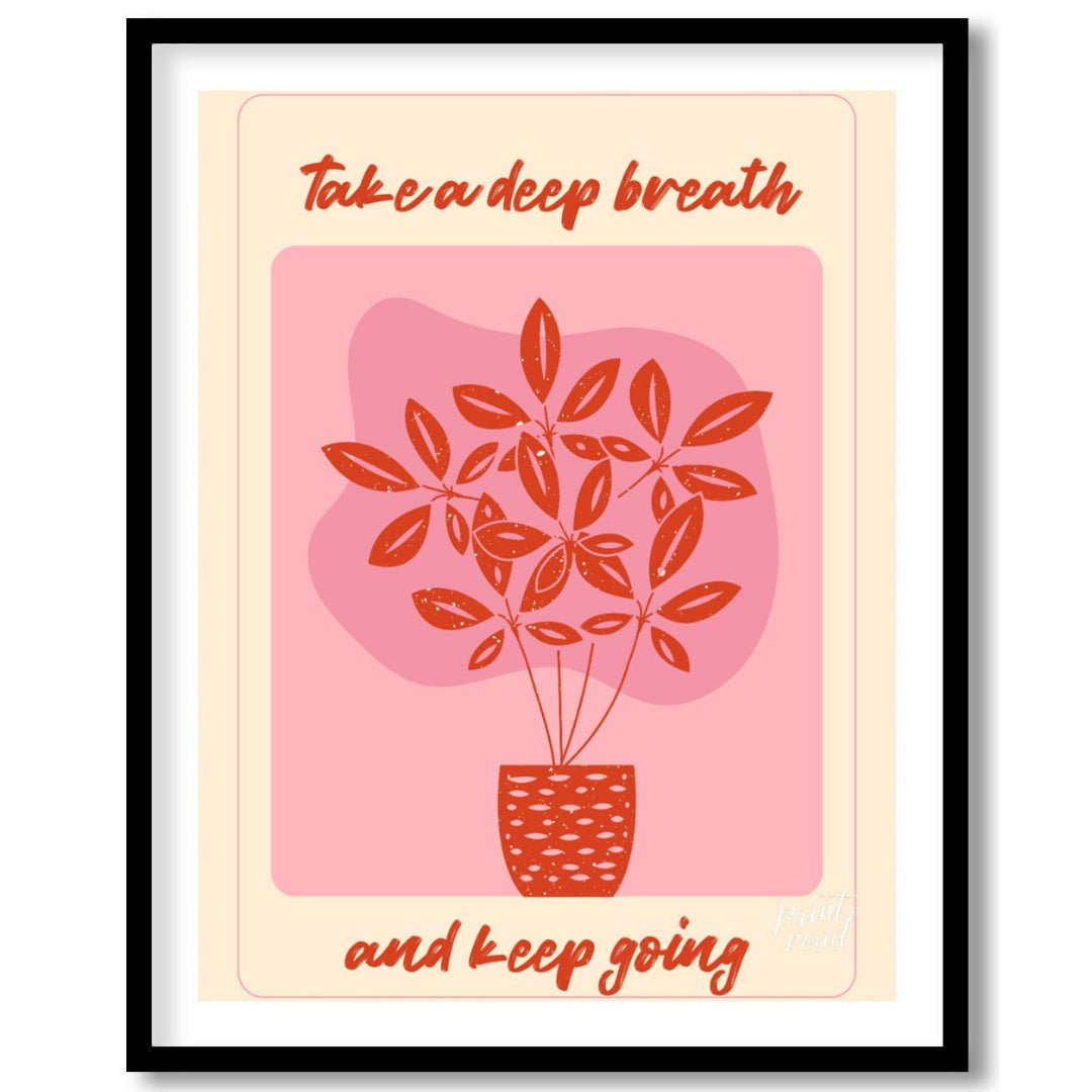 This digital illustration features a stylized plant with delicate leaves in a warm coral hue, set a… for sweet home