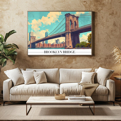 Capture the iconic essence of the Brooklyn Bridge with this vibrant artwork. The stunning for Family Room