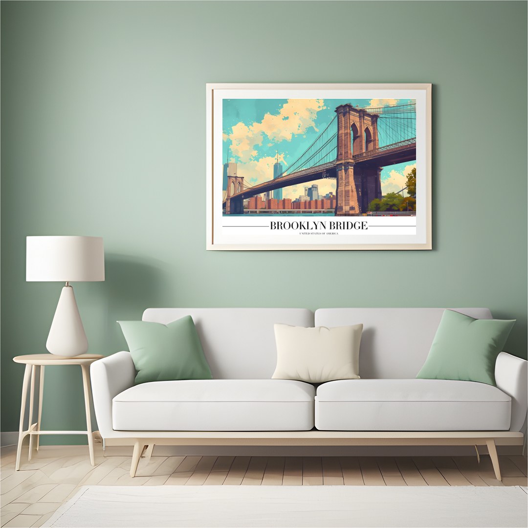 Capture the iconic essence of the Brooklyn Bridge with this vibrant artwork. The stunning for Hall