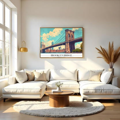 Capture the iconic essence of the Brooklyn Bridge with this vibrant artwork. The stunning for Living Room