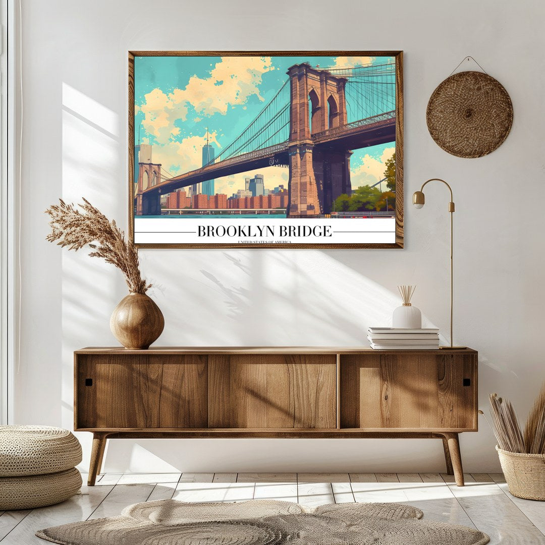Capture the iconic essence of the Brooklyn Bridge with this vibrant artwork. The stunning for Sitting Area
