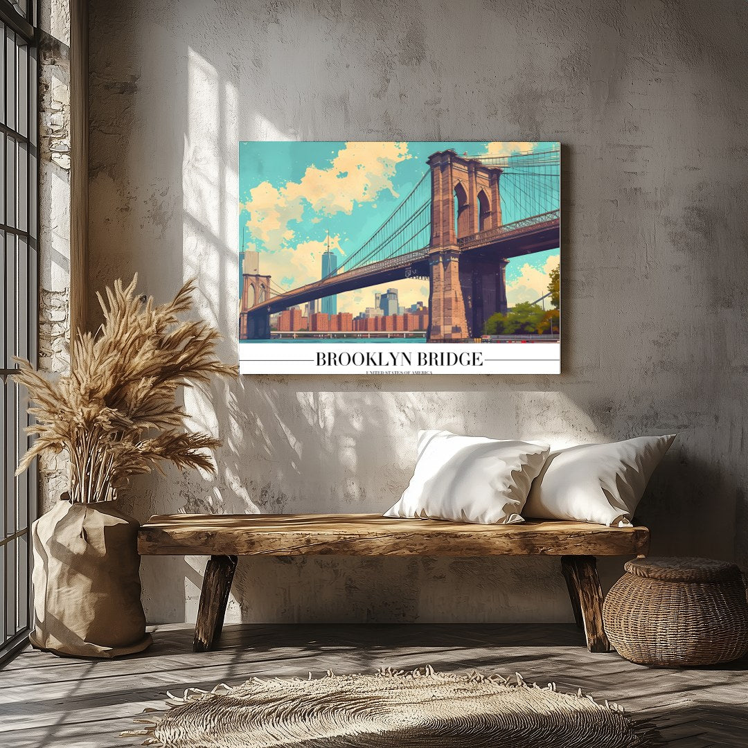 Capture the iconic essence of the Brooklyn Bridge with this vibrant artwork. The stunning for Veranda
