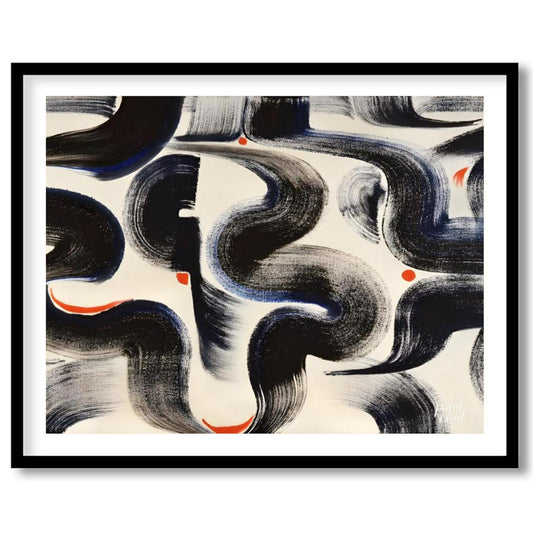 """Brushstroke Dance"" captures the dynamic energy of expressive brushwork against a clean, white b… for space