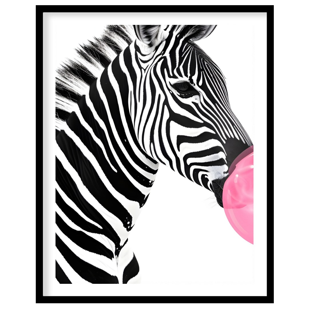 This striking and modern illustration presents a close-up profile of a zebra, rendered in classic b… for house