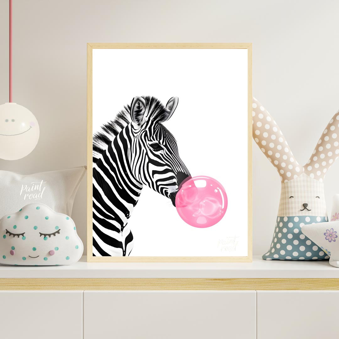 This striking and modern illustration presents a close-up profile of a zebra, rendered in classic b… for nursery