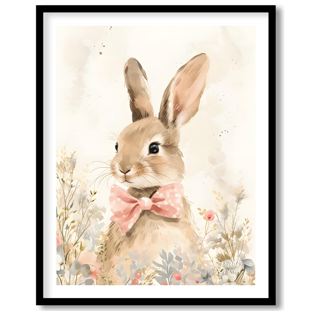 This exquisitely detailed watercolor poster features an adorable rabbit, exuding charm and elegance… for home