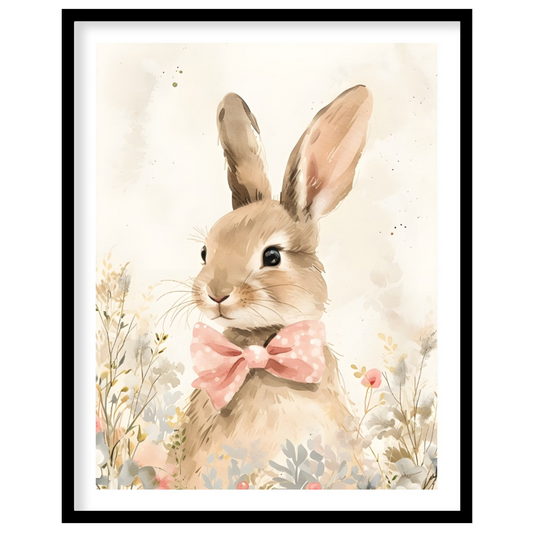 This exquisitely detailed watercolor poster features an adorable rabbit, exuding charm and elegance… for home