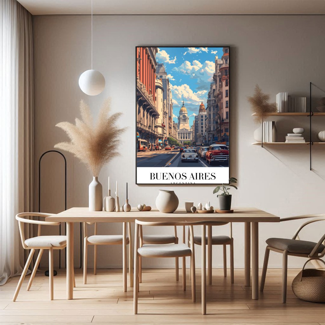 Capture the vibrant essence of Buenos Aires with this stunning art print, featuring the iconic for Dining
