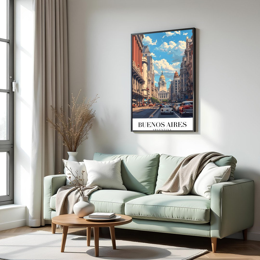 Capture the vibrant essence of Buenos Aires with this stunning art print, featuring the iconic for Hall