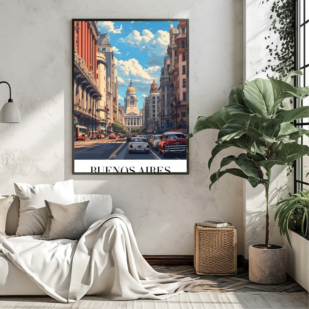 Capture the vibrant essence of Buenos Aires with this stunning art print, featuring the iconic for Living Room