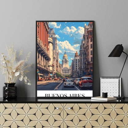 Capture the vibrant essence of Buenos Aires with this stunning art print, featuring the iconic for Shelf