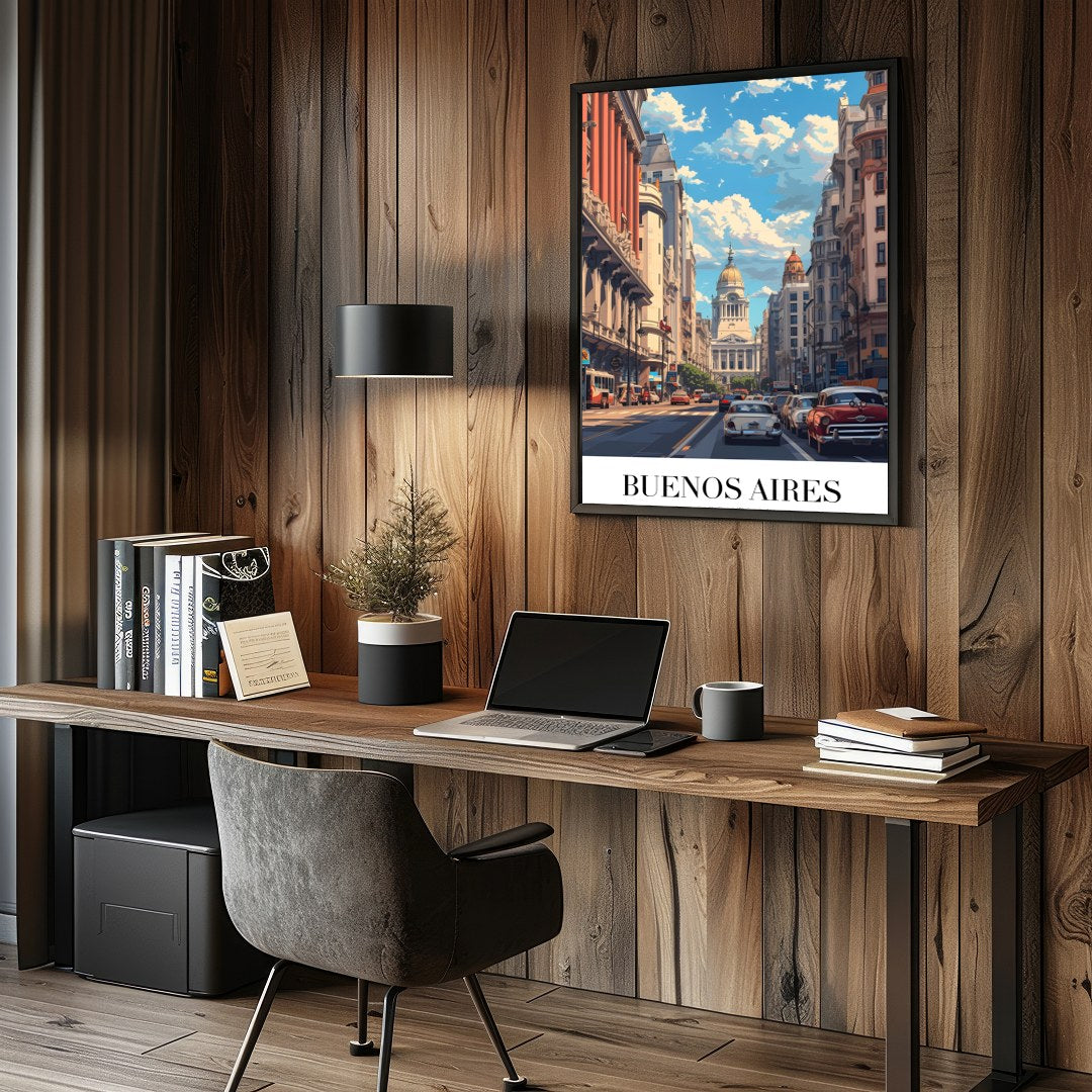 Capture the vibrant essence of Buenos Aires with this stunning art print, featuring the iconic for Study and Office