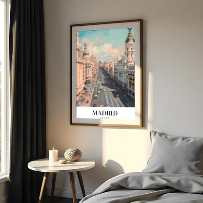 Capture the dynamic spirit of Madrid with this stunning urban cityscape. The artwork showcases the for Bedroom