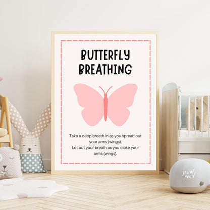 This simple and effective educational poster, titled "BUTTERFLY BREATHING," provides instructions f… for nursery