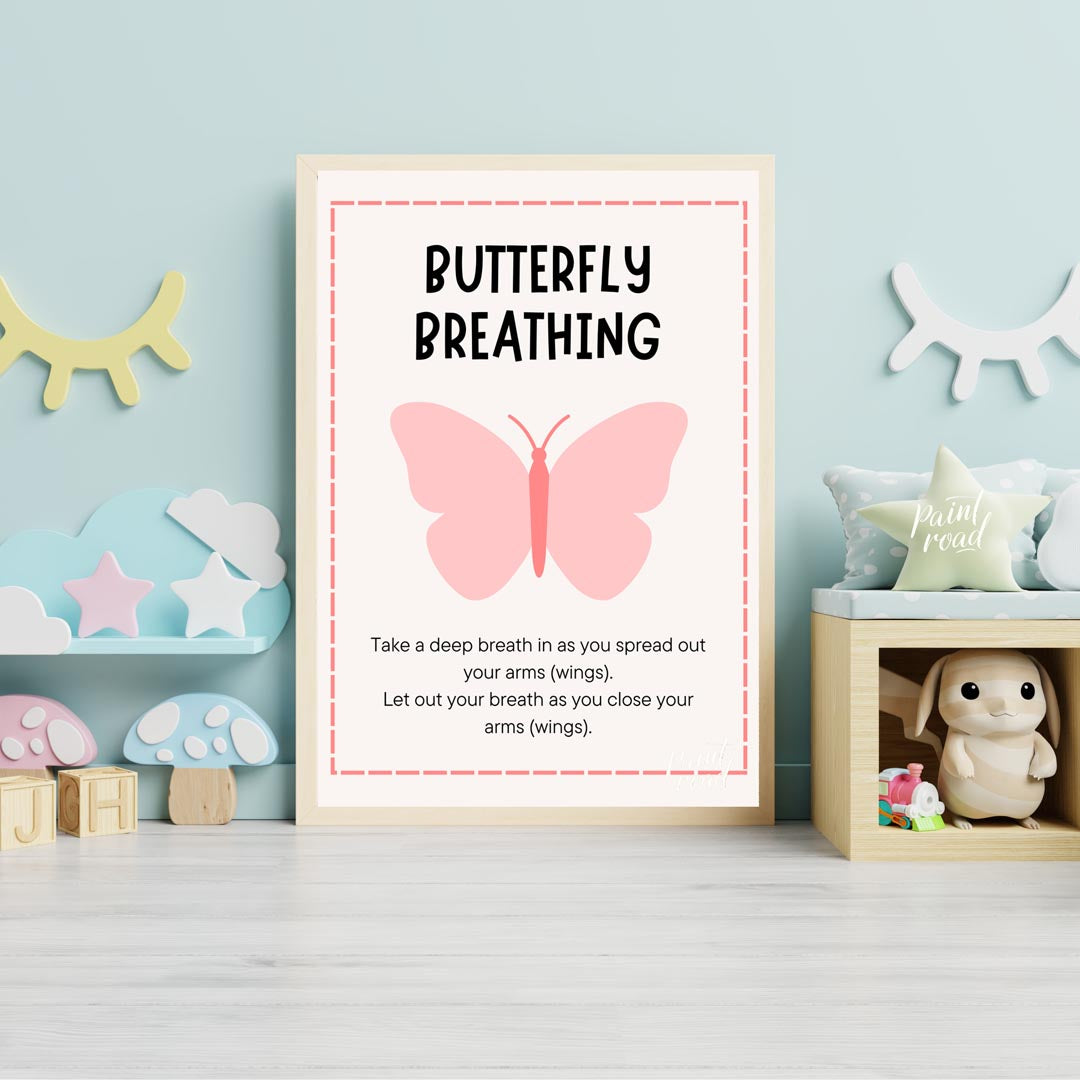This simple and effective educational poster, titled "BUTTERFLY BREATHING," provides instructions f… for nursery