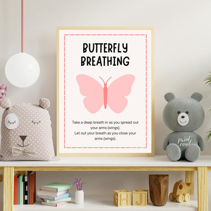 This simple and effective educational poster, titled "BUTTERFLY BREATHING," provides instructions f… for nursery