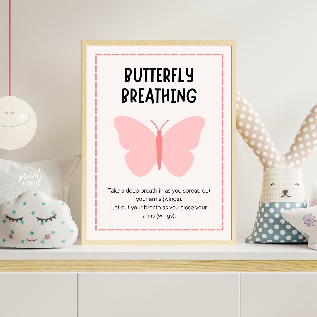 This simple and effective educational poster, titled "BUTTERFLY BREATHING," provides instructions f… for nursery