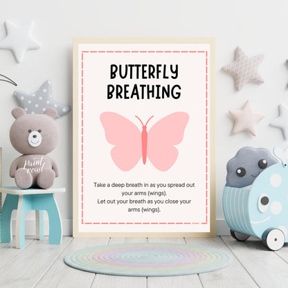 This simple and effective educational poster, titled "BUTTERFLY BREATHING," provides instructions f… for nursery