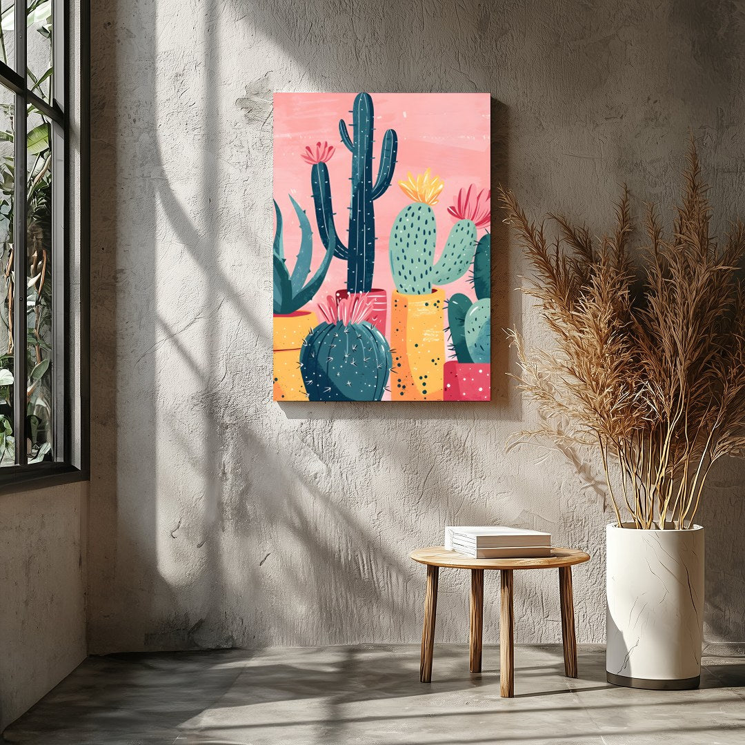 Infuse your space with the vibrant charm of desert flora with this striking composition. Bold cacti for Entrance