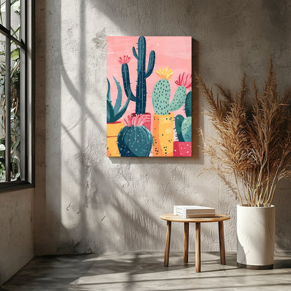 Infuse your space with the vibrant charm of desert flora with this striking composition. Bold cacti for Entrance