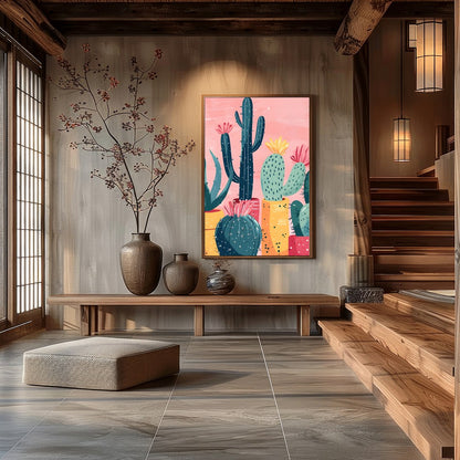 Infuse your space with the vibrant charm of desert flora with this striking composition. Bold cacti for Hall