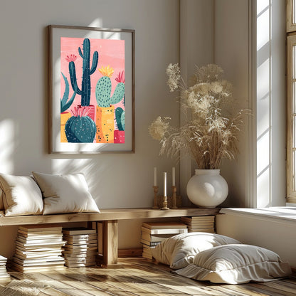 Infuse your space with the vibrant charm of desert flora with this striking composition. Bold cacti for haven