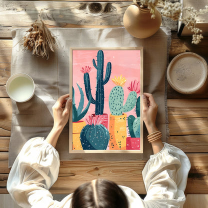 Infuse your space with the vibrant charm of desert flora with this striking composition. Bold cacti for Kitchen