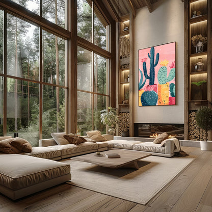 Infuse your space with the vibrant charm of desert flora with this striking composition. Bold cacti for Living Room