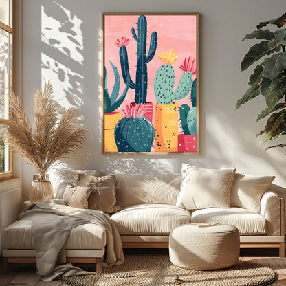 Infuse your space with the vibrant charm of desert flora with this striking composition. Bold cacti for Sitting Area