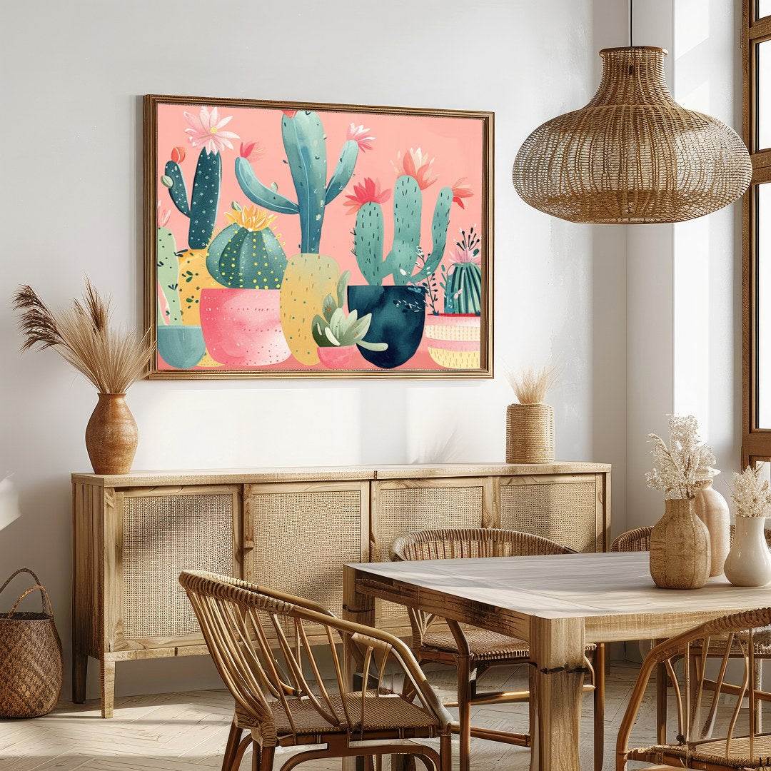 Infuse your space with the enchanting vibes of desert flora through this charming cactus art piece. for Dining
