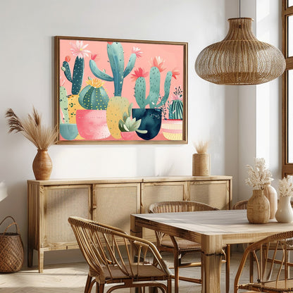Infuse your space with the enchanting vibes of desert flora through this charming cactus art piece. for Dining