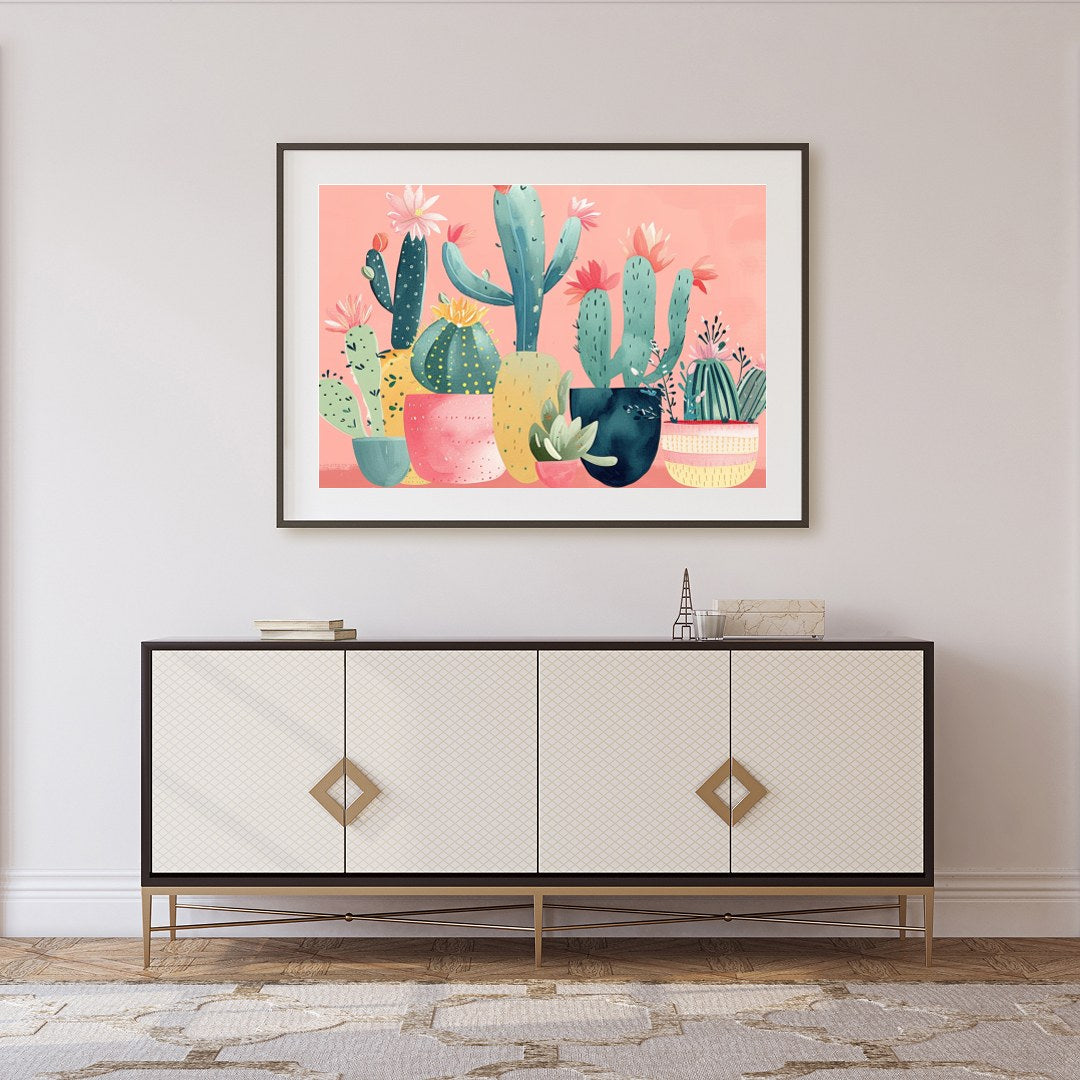 Infuse your space with the enchanting vibes of desert flora through this charming cactus art piece. for Foyer