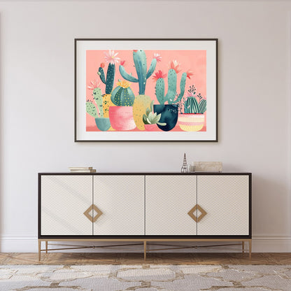 Infuse your space with the enchanting vibes of desert flora through this charming cactus art piece. for Foyer