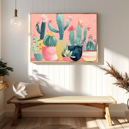 Infuse your space with the enchanting vibes of desert flora through this charming cactus art piece. for Hallway