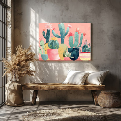 Infuse your space with the enchanting vibes of desert flora through this charming cactus art piece. for Veranda