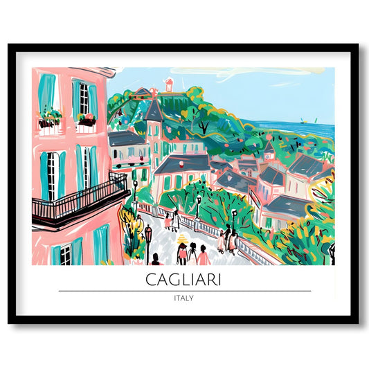 Immerse yourself in the vibrant allure of Cagliari with this enchanting cityscape artwork. for retreat