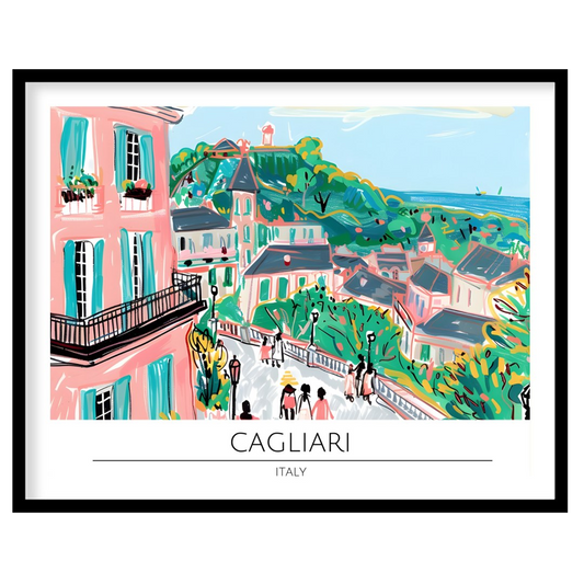 Immerse yourself in the vibrant allure of Cagliari with this enchanting cityscape artwork. for retreat