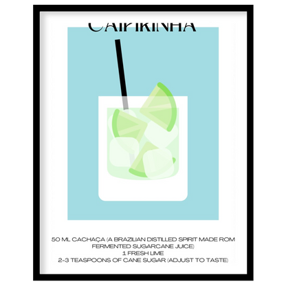 This vibrant and refreshing minimalist poster features a Caipirinha, the national cocktail of Brazi… for room