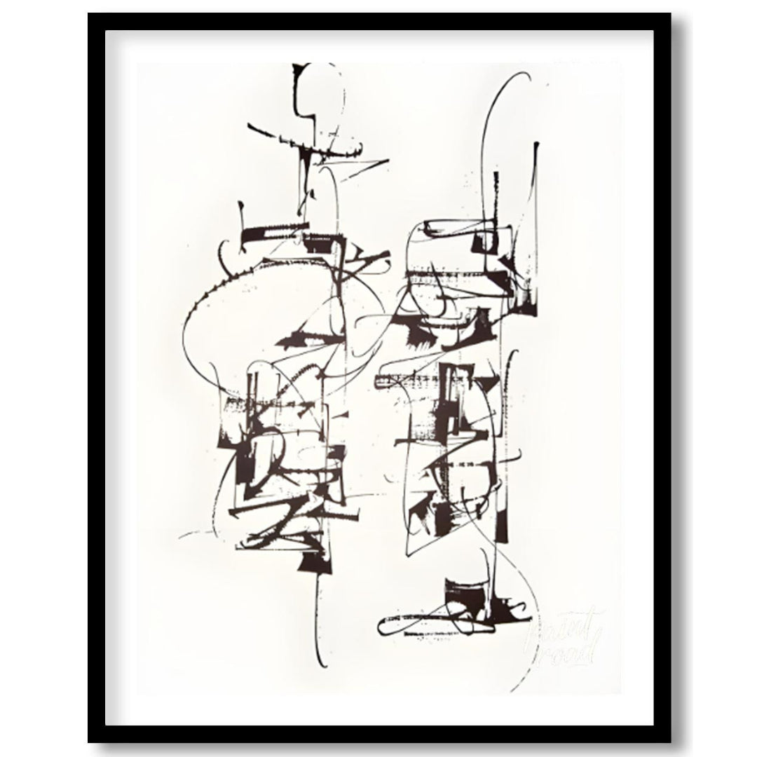 """Calligraphic Structures"" presents a dynamic interplay of linear forms, reminiscent of expressiv… for home